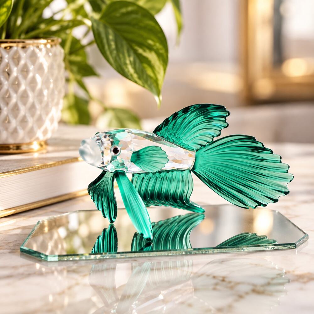 Swarovski 261259 Siamese Fighting Fish Green Betta Crystal Figurine